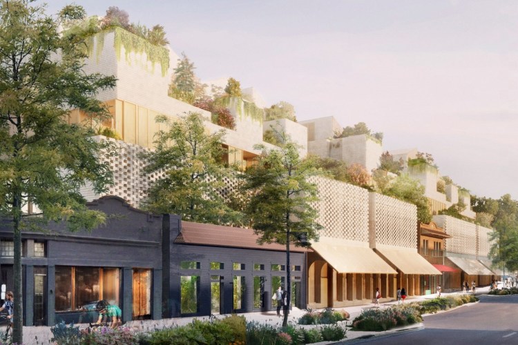 Mass timber street front in Austin