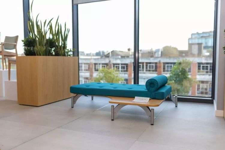 Low bench made from repurposed Partners Workstations